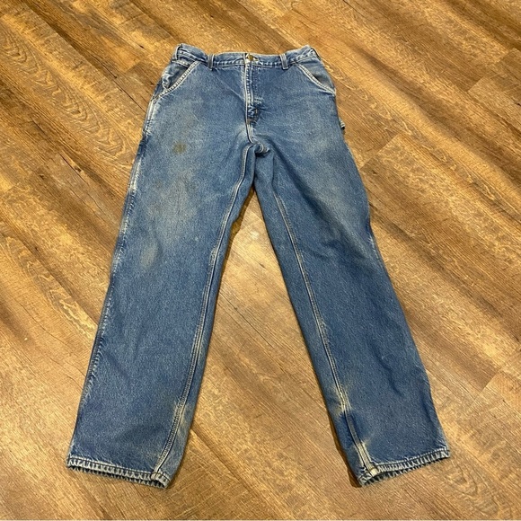 Vintage Carhartt Flannel Lined Carpenter Distressed Jeans - Picture 10 of 12